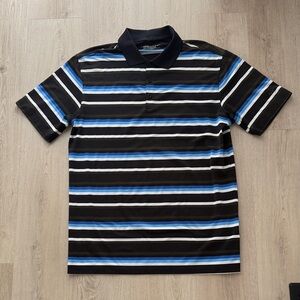 Nike Dri-Fit Tour Performance Polo Shirt – Men’s M – Stripe Black/Blue/White